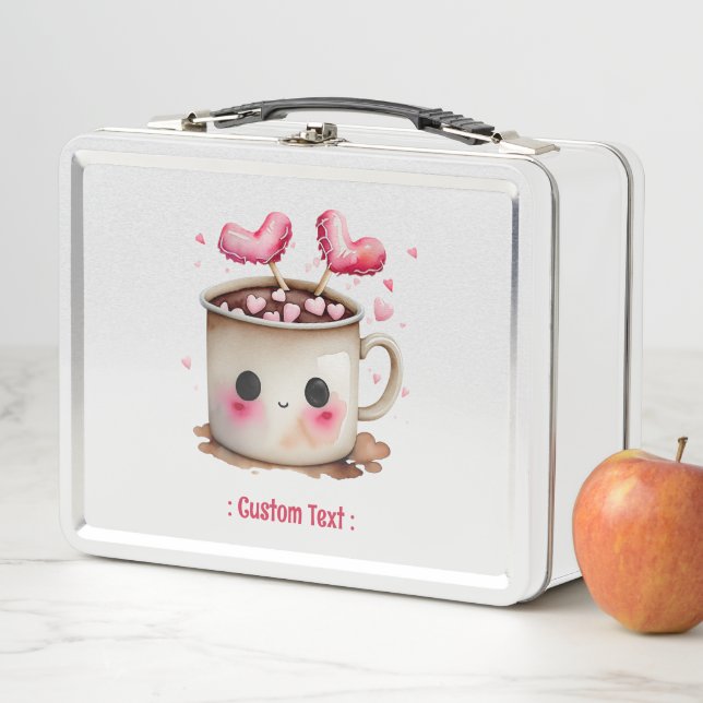 Cute Watercolor Hot Cocoa Mug Metal Lunch Box (In Situ)