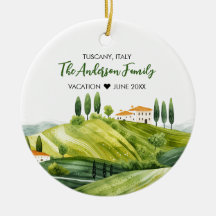 Cute Watercolor Illustration of Tuscany Italy