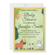 Cute Watercolor Jungle Baby Shower Invitations