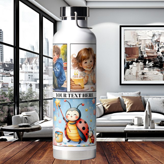 Cute Watercolor Kids Teacher or Mom Water Bottle (Water bottle featuring cute watercolor images of children or your custom photos - teacher - mom)