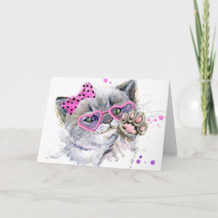 Cute Watercolor Kitten Card
