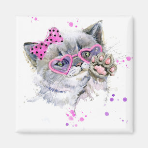 Cute Watercolor Kitten Magnet