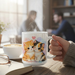Cute Watercolor Kitten Pair Mug Gift