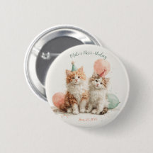 Cute Watercolor Kitten Pawty Cat Birthday