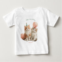 Cute Watercolor Kitten Pawty Cat Birthday