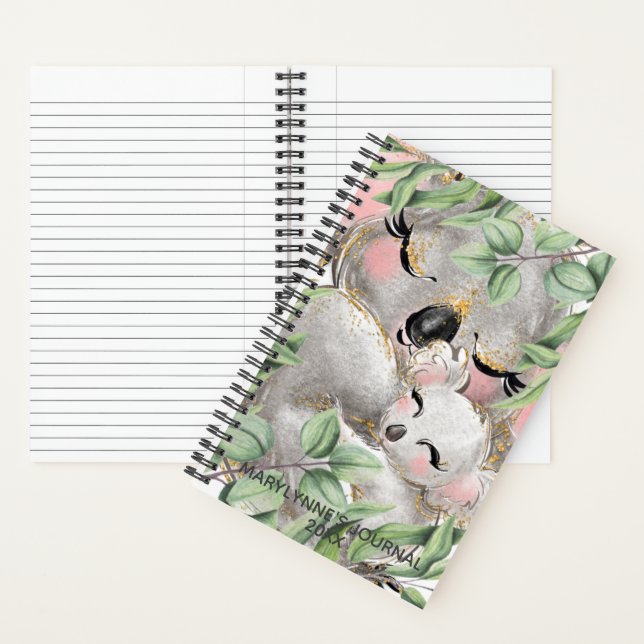 Cute Watercolor Koala Mom & Baby Carnet Journal (À l'intérieur)