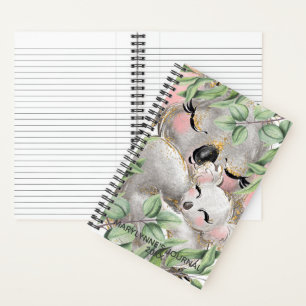 Cute Watercolor Koala Mom & Baby Notebook Journal