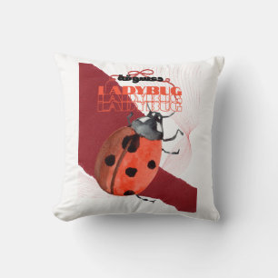 Cute Watercolor Ladybug Arabic Calligraphy Sticker Throw Pillow