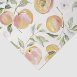 Cute Watercolor Leafy Peach Botanical Tissue Paper