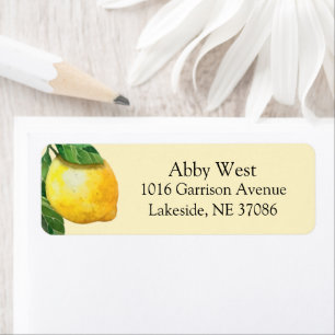 Cute Watercolor Lemon Return Address Label