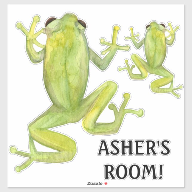 Cute Watercolor Little Boys Room Tree Frog Name (Sheet)