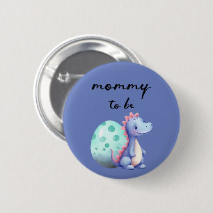 Cute Watercolor Little Dinosaur Mommy-to-be Button