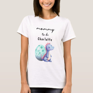 Cute Watercolor Little Dinosaur Mommy-to-be T-Shirt
