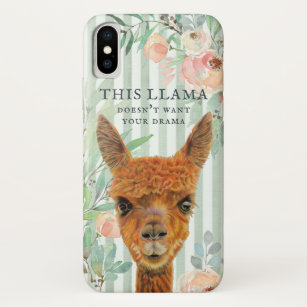 Cute Watercolor Llama   Floral & Stripes Case-Mate Case-Mate iPhone Case