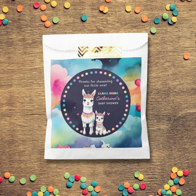 Cute Watercolor Llama Mama Mexican Baby Shower Favour Bag (Creator Uploaded)