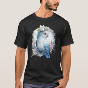 Cute Watercolor Lovebird Bird Flower Crown Pet Bir T-Shirt