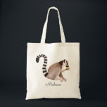 Cute Watercolor Madagascar Lemur Personalized Tote Bag<br><div class="desc">Are you looking for a Cute Watercolor Madagascar Lemur Personalized Tote Bag? This handbag with a pretty wildlife tailed lemur illustration by Happy People Prints can be personalized with your name or any other text. Click Personalize It to change the name, or click customize even further if you want to...</div>