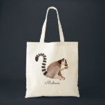 Cute Watercolor Madagascar Lemur Personalized Tote Bag<br><div class="desc">Are you looking for a Cute Watercolor Madagascar Lemur Personalized Tote Bag? This handbag with a pretty wildlife tailed lemur illustration by Happy People Prints can be personalized with your name or any other text. Click Personalize It to change the name, or click customize even further if you want to...</div>