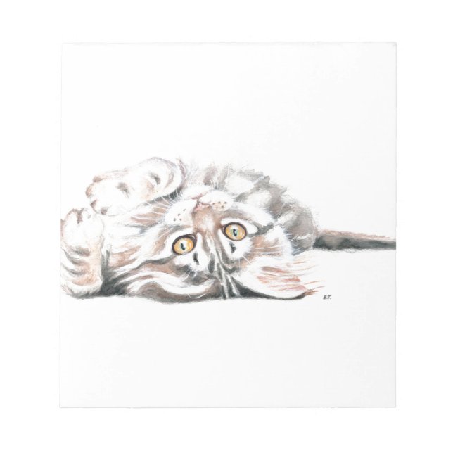 Cute Watercolor Maine Coon Kitty Notepad (Front)