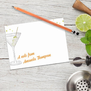 Cute Watercolor Martini Cocktails Personalized Post-it Notes