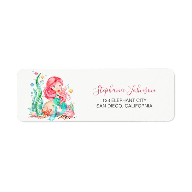 Cute Watercolor Mermaid Under the Sea Baby Shower (Front)