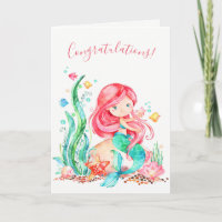 Cute Watercolor Mermaid Under the Sea Baby Shower
