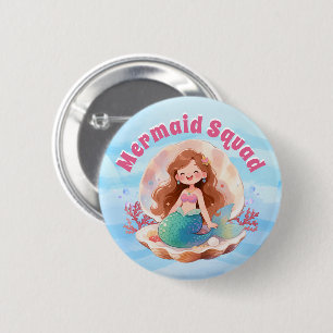 Cute Watercolor Mermaid Under the Sea Birthday 2 Inch Round Button