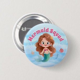 Cute Watercolor Mermaid Under the Sea Birthday 2 Inch Round Button