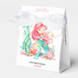 Cute Watercolor Mermaid Under the Sea Birthday Fav Favor Box