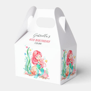 Cute Watercolor Mermaid Under the Sea Birthday Fav Favor Box