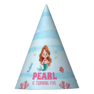 Cute Watercolor Mermaid Under the Sea Birthday Party Hat