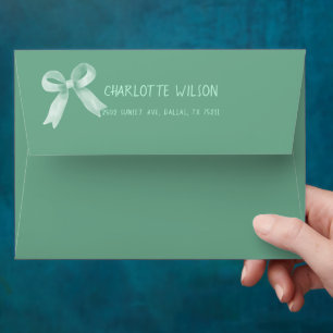 Cute Watercolor Mint Bow Baby Shower Envelope