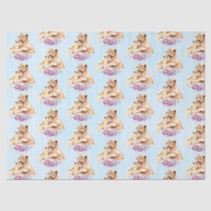 Cute Watercolor Mother Lion & Cub Pattern Tissue Paper
