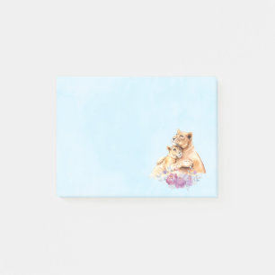 Cute Watercolor Mother Lion & Cub Post-it Notes