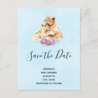 Cute Watercolor Mother Lion & Cub Save the Date