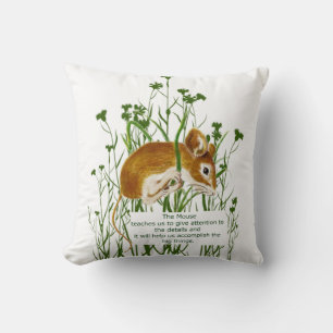Cute Watercolor Mouse Animal Totem Spirit Guide Throw Pillow