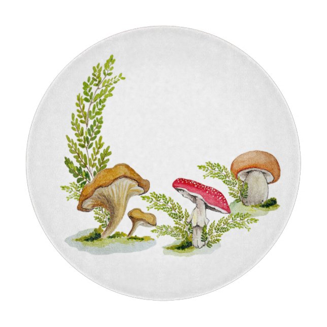 Cute watercolor mushroom pattern  coffee mug card  cutting board (Front)