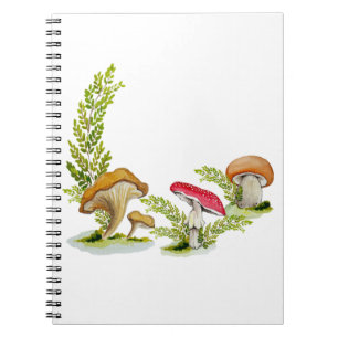 Cute watercolor mushroom pattern coffee mug card notebook
