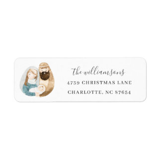 Cute Watercolor Nativity Simple Christmas Address