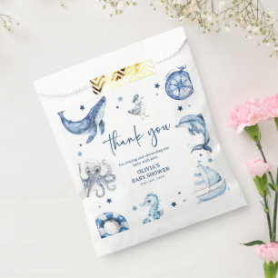 Cute Watercolor Nautical Boy Baby Shower Favour Bag