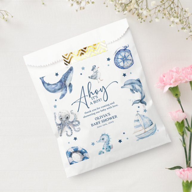 Cute Watercolor Nautical Boy Baby Shower Favour Bag (Sealed)