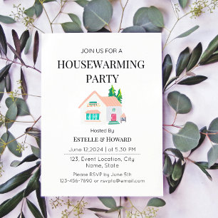 Cute Watercolor New Home Housewarming Party Invitation