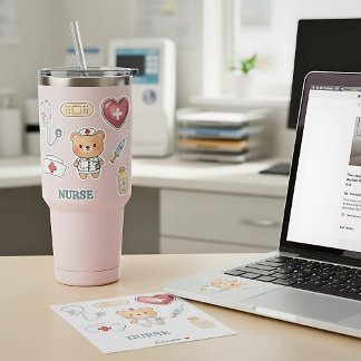 Cute Watercolor Nurse Medical Elements Kiss-Cut