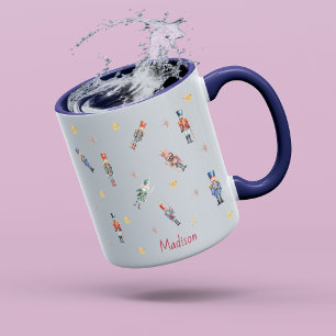 Cute watercolor nutcracker soldiers stars pattern mug