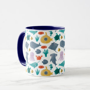Cute Watercolor Ocean Animals Pattern Mug