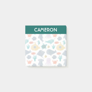 Cute Watercolor Ocean Animals Pattern Post-it Notes