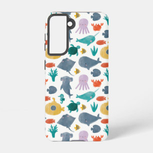 Cute Watercolor Ocean Animals Pattern Samsung Galaxy Case