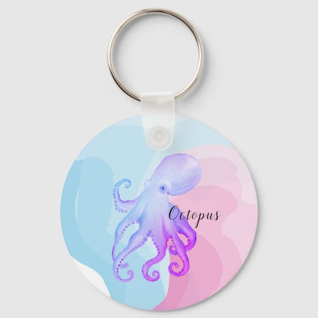 Cute watercolor octopus keychain (Front)