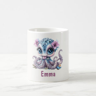 Cute Watercolor Octopus Personalized Kids Mug
