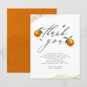 Cute Watercolor Orange Baby Shower Thank You Card